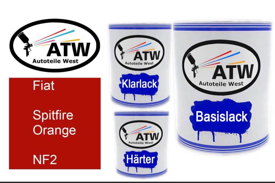 Fiat, Spitfire Orange, NF2: 1L Lackdose + 1L Klarlack + 500ml Härter - Set, von ATW Autoteile West.